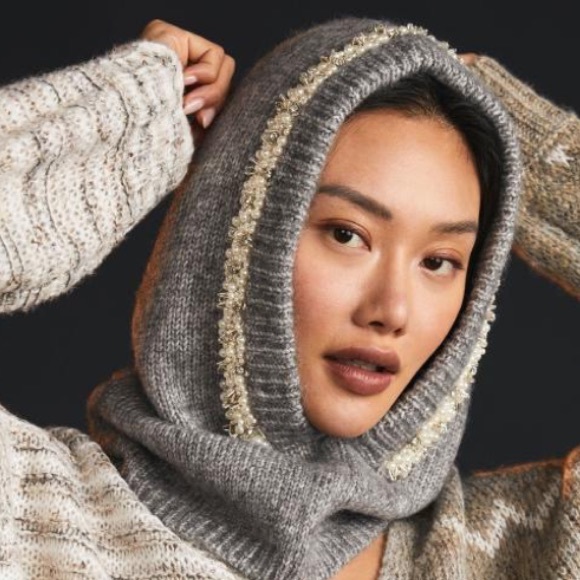 Anthropologie Accessories - Anthropologie Maeve Embellished hat hat new gray pearl one size